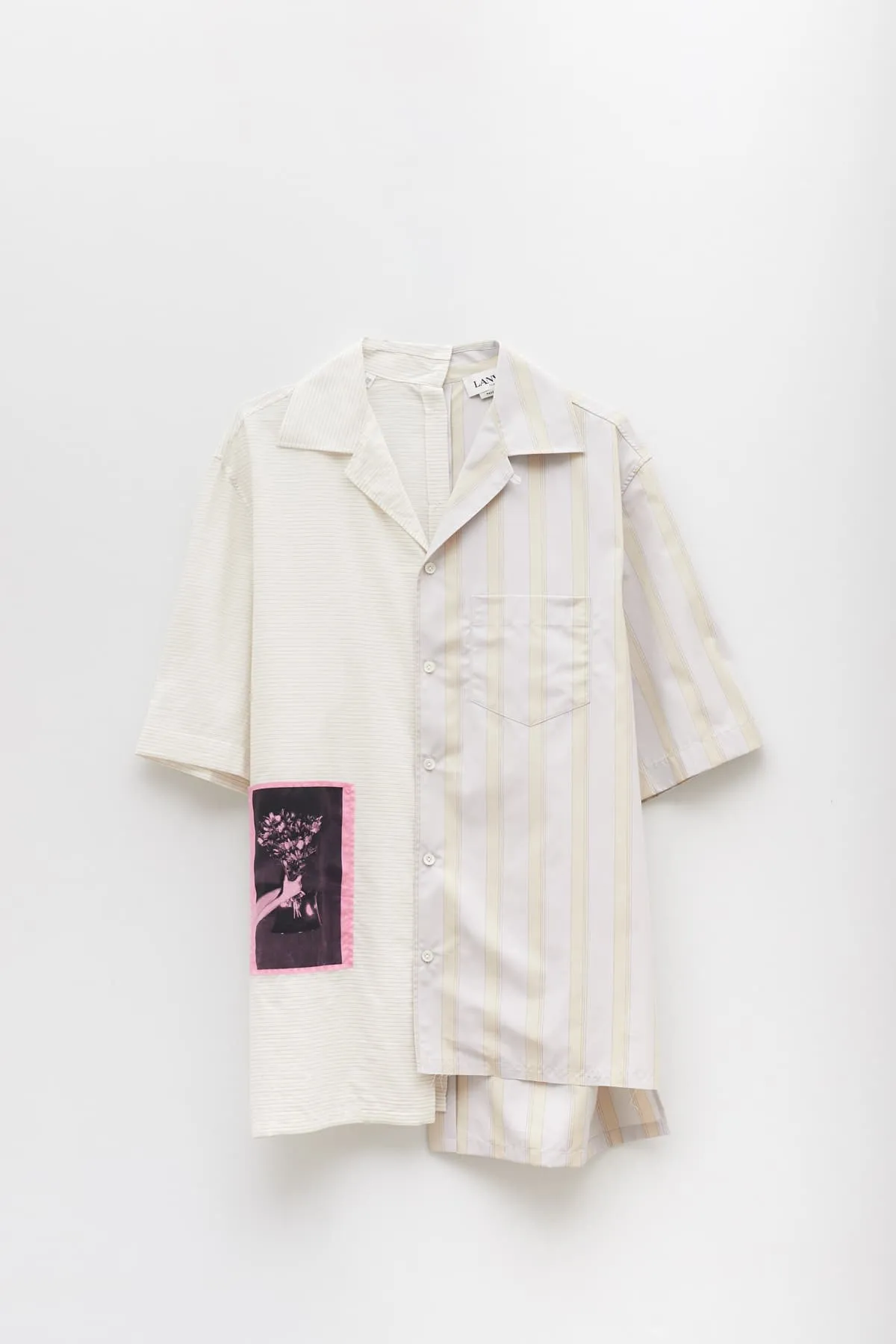 LANVIN MILK ST SLEEVES ARTWORK ASYMETRIC SHIRT