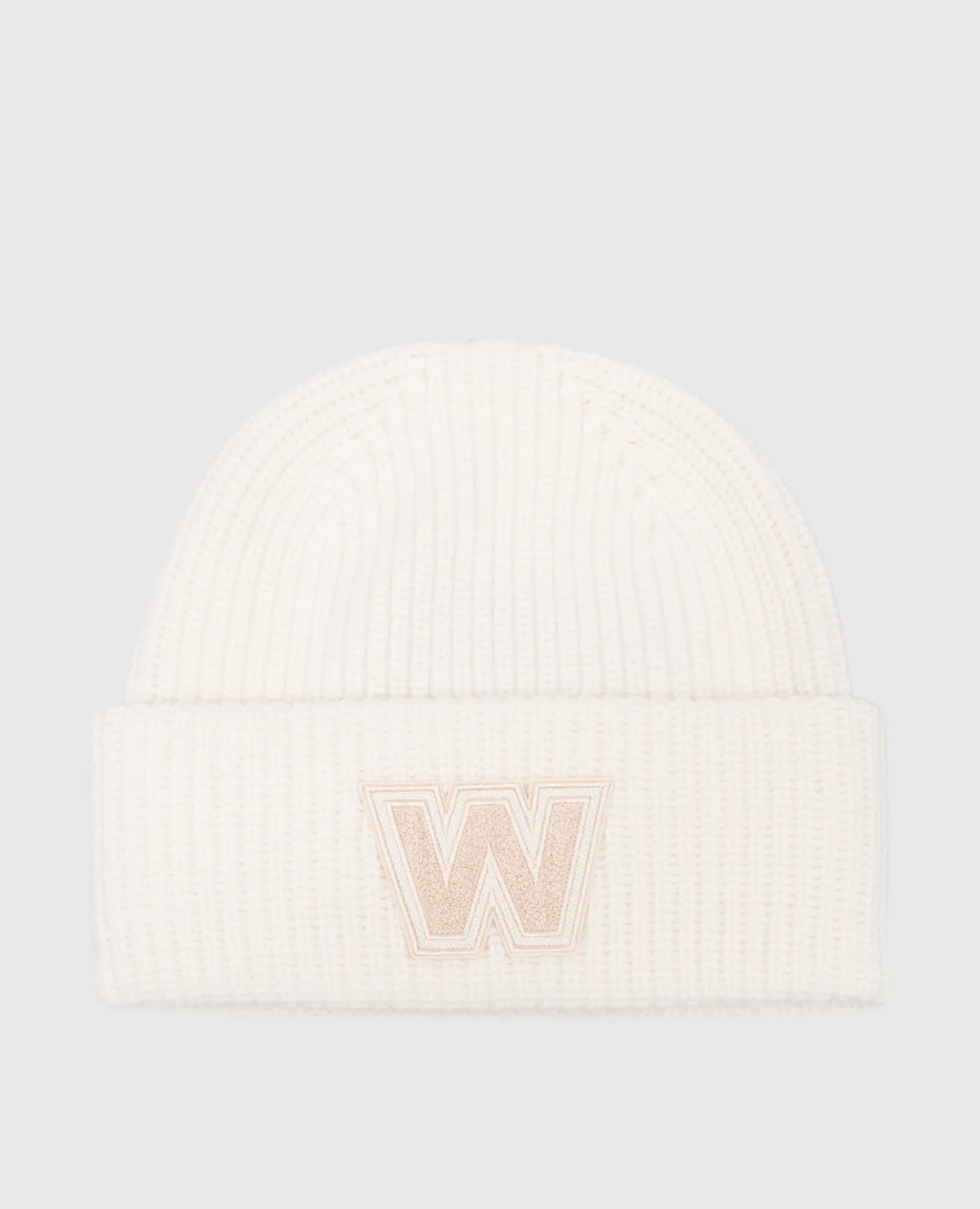 Max Mara Weekend ALBEN white wool cap with logo patch