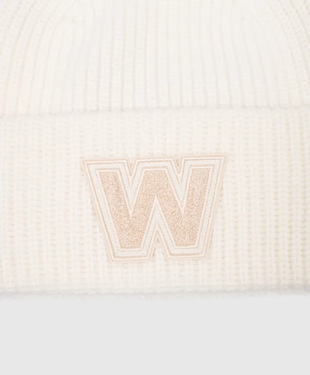 Max Mara Weekend ALBEN white wool cap with logo patch