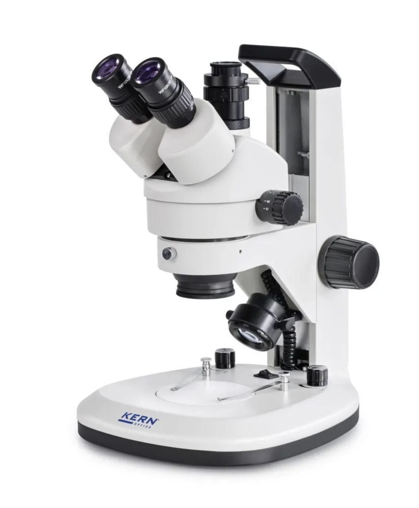 Microscopio con zoom estéreo KERN Optics OZL 468, trinocular, visión Ø 20.0 mm, soporte mecánico