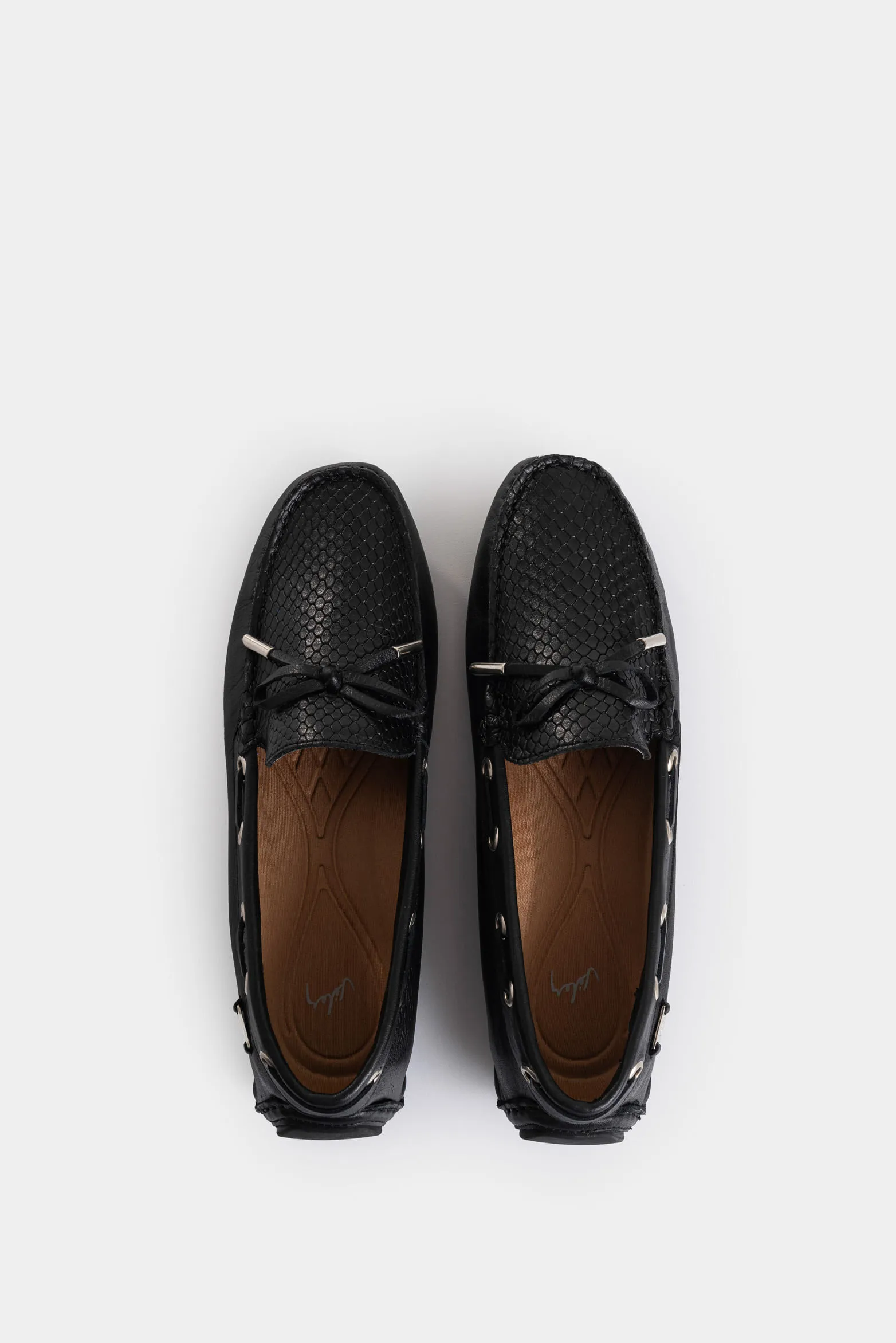 Mocasines magnolia de cuero para mujer nudo de moño