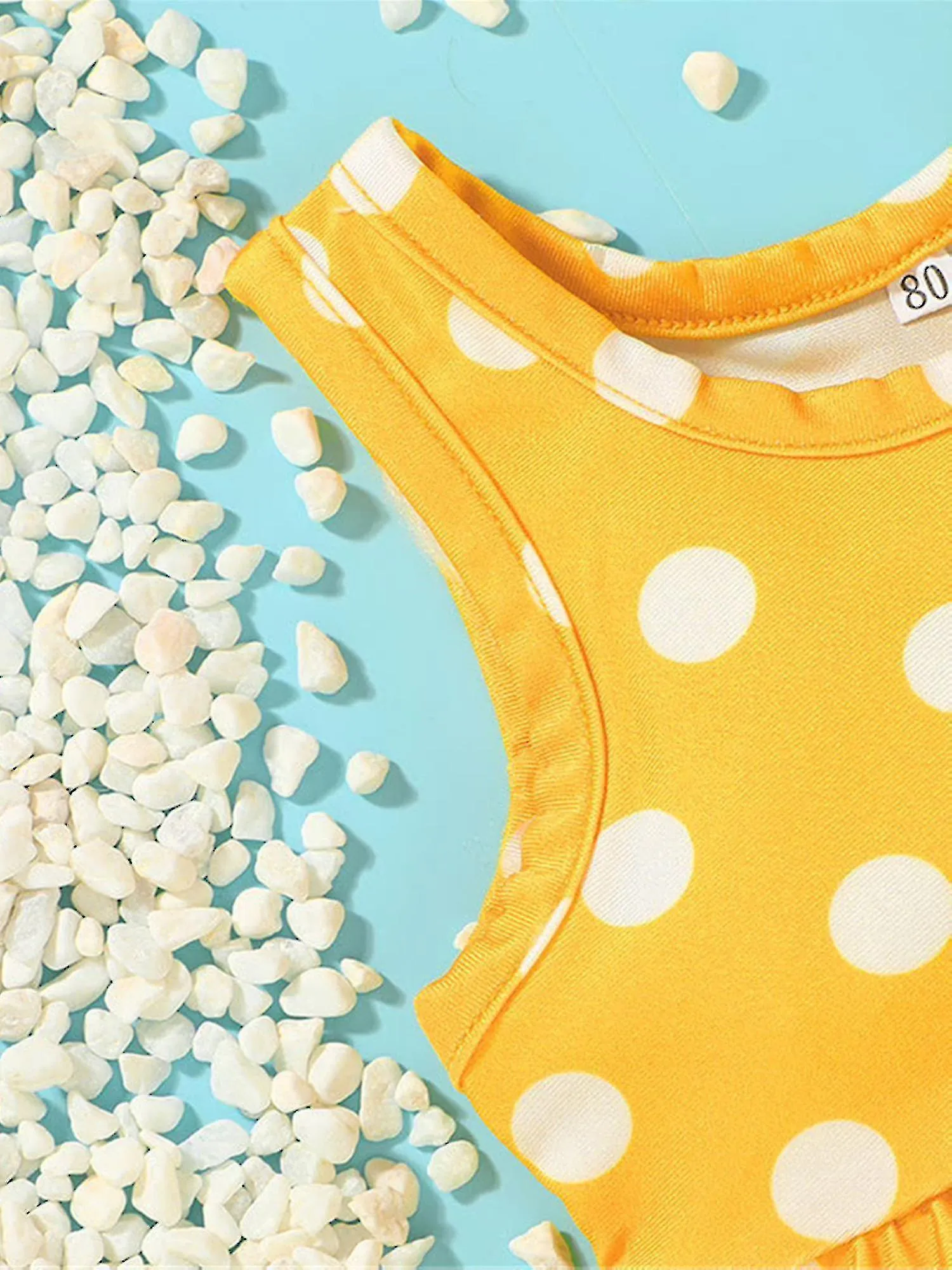 Niños Niñas Estampado Holiday Swimwear Ruffle Tank Top Briefs Swimsuit Set Summer Bathing Suit