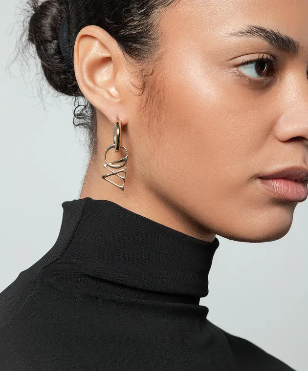 OFFWHITE GOLD CONGO EARRINGS WITH LOGO MONOGRAM