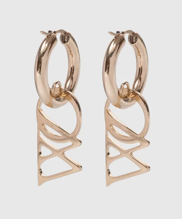 OFFWHITE GOLD CONGO EARRINGS WITH LOGO MONOGRAM