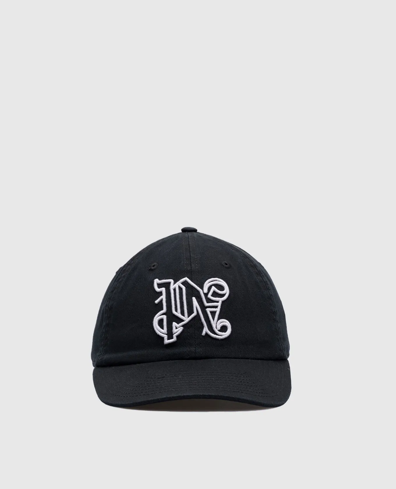 Palm Angels Black cap with monogram logo embroidery