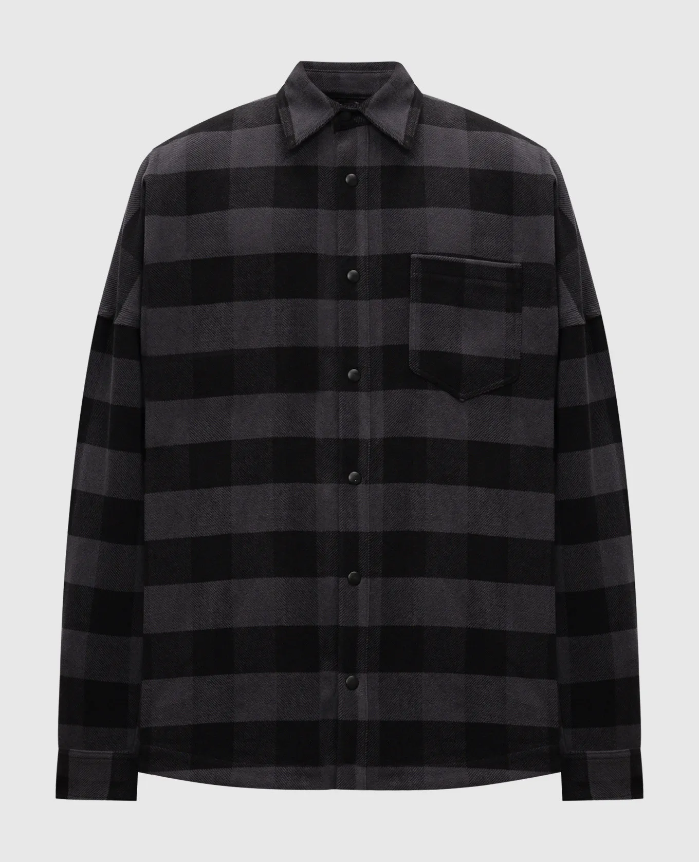 Palm Angels Gray checkered shirt with logo print