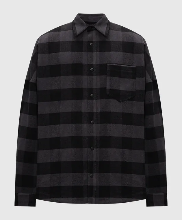 Palm Angels Gray checkered shirt with logo print
