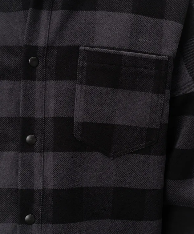 Palm Angels Gray checkered shirt with logo print