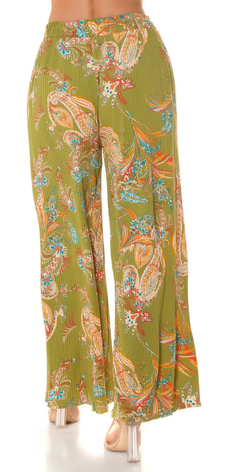 Pantalón tela ligera cintura alta khaki