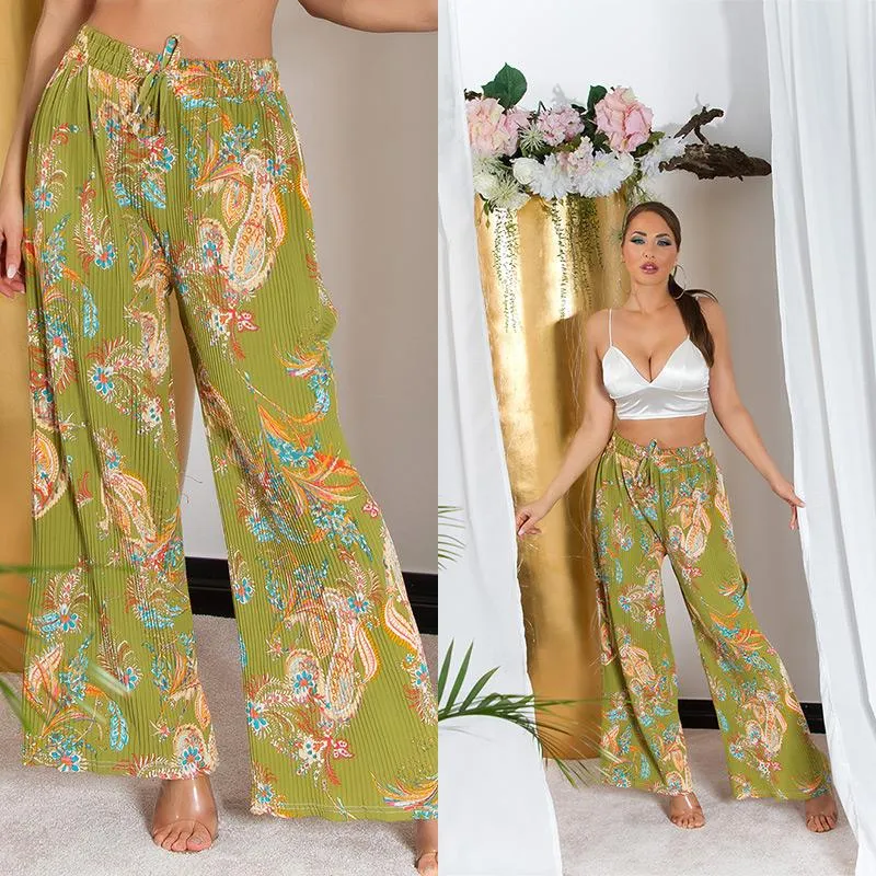 Pantalón tela ligera cintura alta khaki