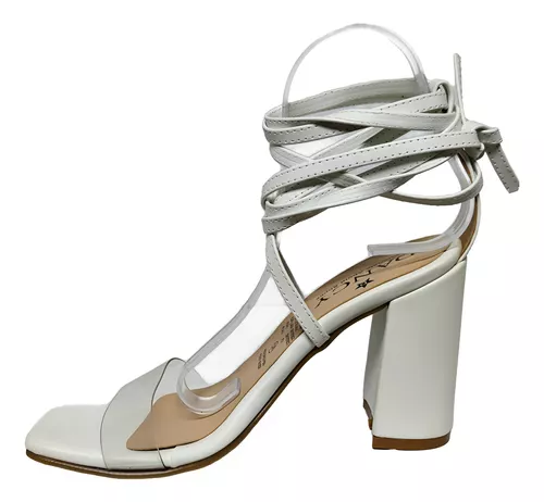 Sandalias Blancas Mujer  Taco  Medio M320