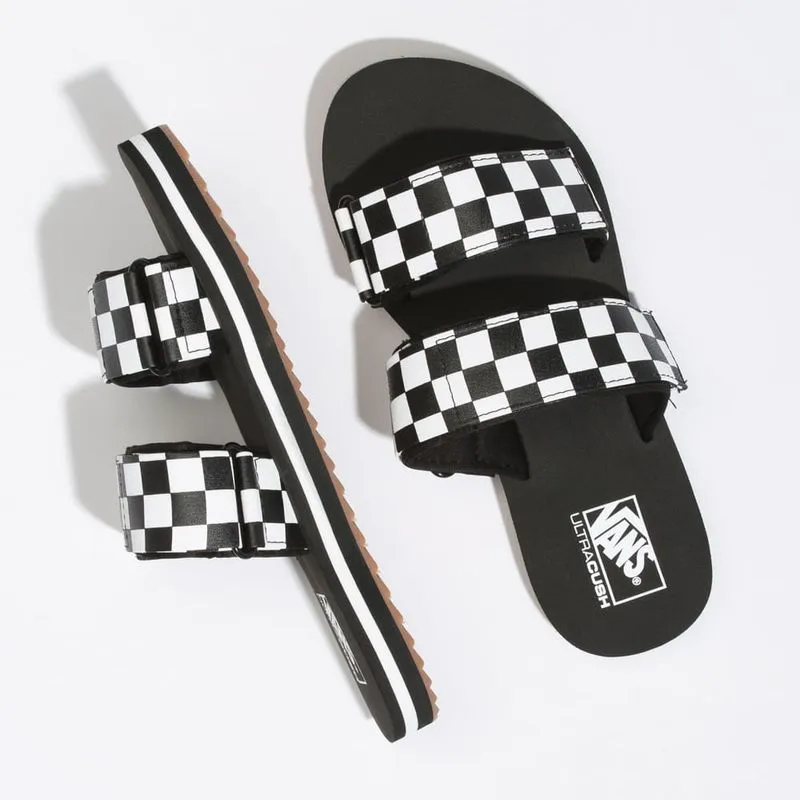 Sandalias Surf Checkerboard Negras Cayucas Slide Vans