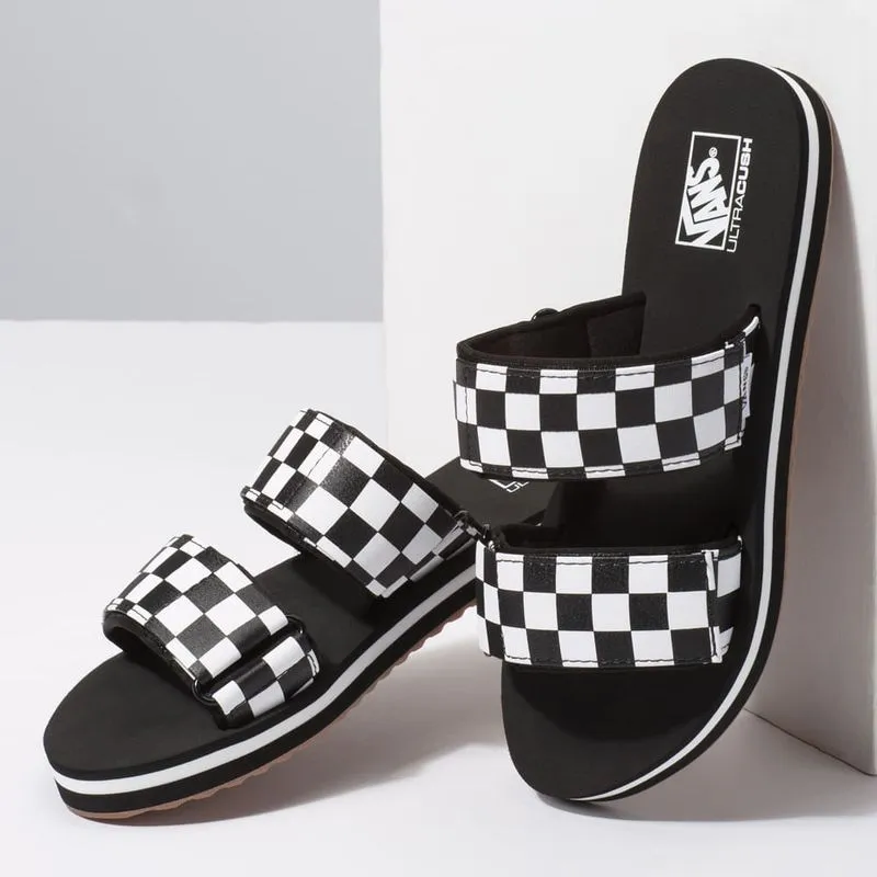 Sandalias Surf Checkerboard Negras Cayucas Slide Vans