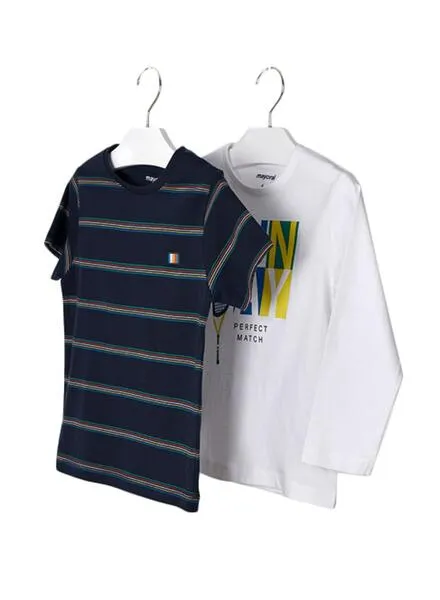 Set 2 Camistas Mayoral Blanca y Marino para Niño