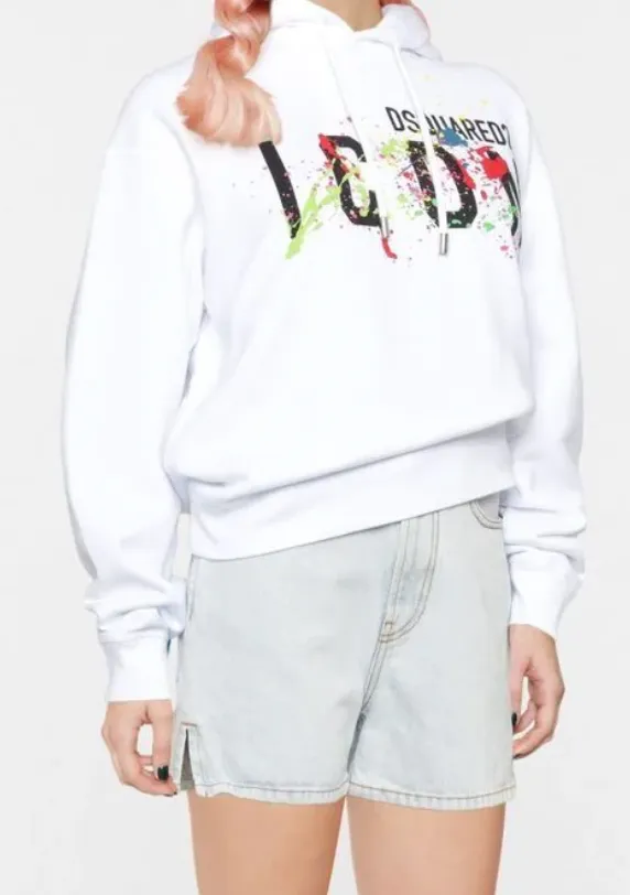 SUDADERA CAPUCHA ICON SPLATTER BLANCA