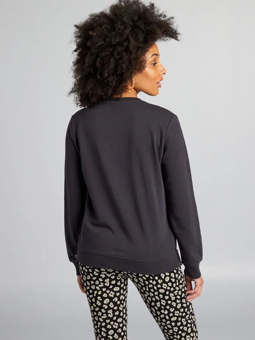 SUDADERA DE LACTANCIA CON ABERTURAS LATERALES  NEGRO