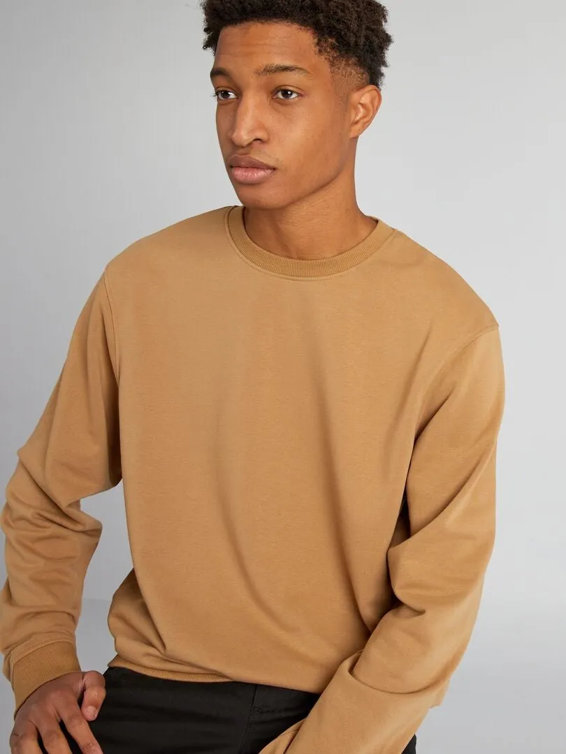 SUDADERA LISA CON CUELLO REDONDO +1,90 M  BEIGE