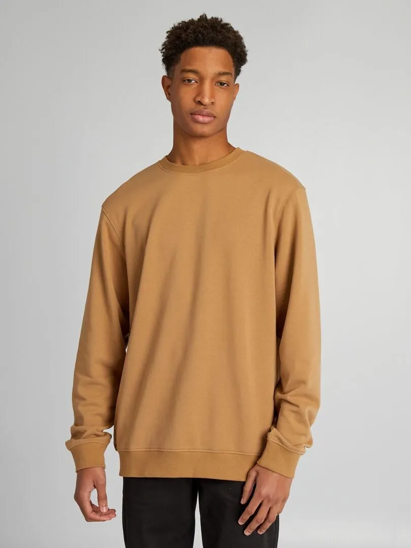 SUDADERA LISA CON CUELLO REDONDO +1,90 M  BEIGE