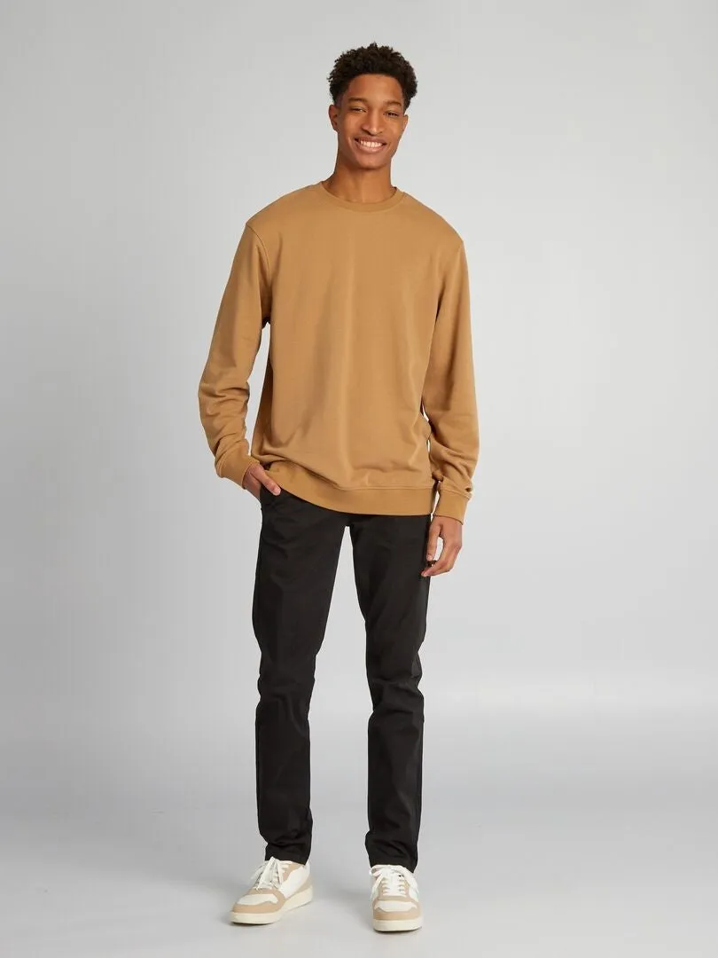 SUDADERA LISA CON CUELLO REDONDO +1,90 M  BEIGE