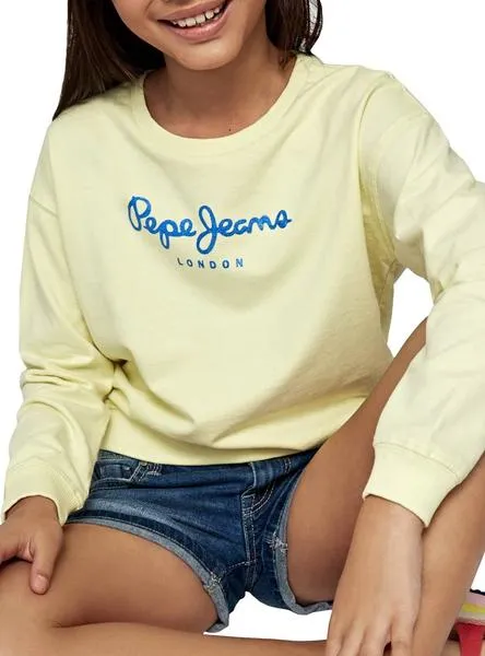 sudadera pepe jeans rose amarillo para niña