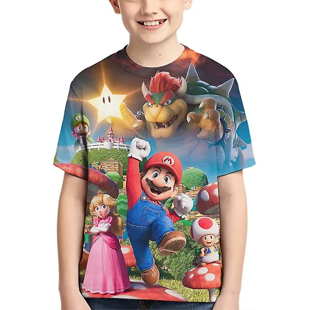 Super Marios Camiseta de la película Niños Niños Niñas Marios Impresión 3D Tops Verano Crew Camisas de cuello Manga corta Camise