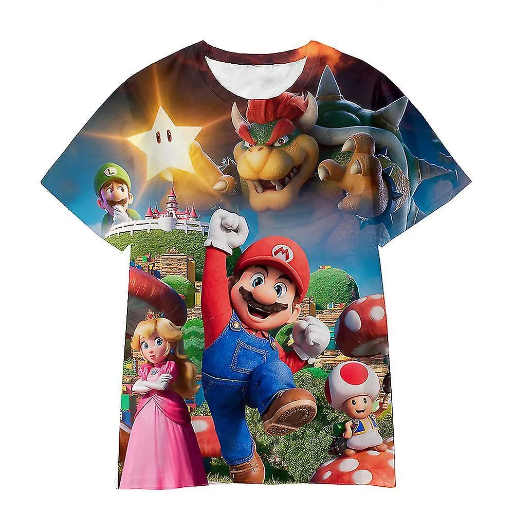 Super Marios Camiseta de la película Niños Niños Niñas Marios Impresión 3D Tops Verano Crew Camisas de cuello Manga corta Camise