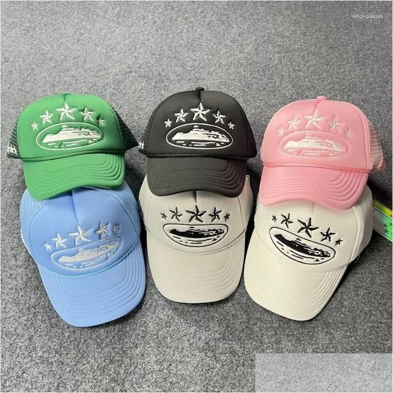 Tapas de pelota 2024 Llegó estrella bordada para hombre béisbol malla camionero sombrero de verano snapback retro playa masculin