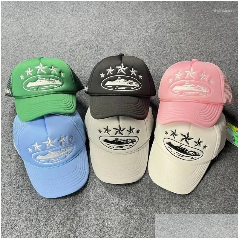 Tapas de pelota 2024 Llegó estrella bordada para hombre béisbol malla camionero sombrero de verano snapback retro playa masculin