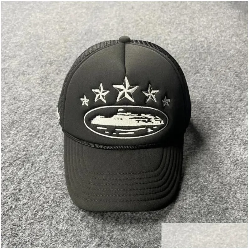 Tapas de pelota 2024 Llegó estrella bordada para hombre béisbol malla camionero sombrero de verano snapback retro playa masculin