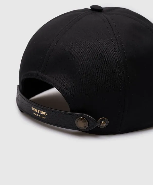 Tom Ford Black cap with TF logo embroidery