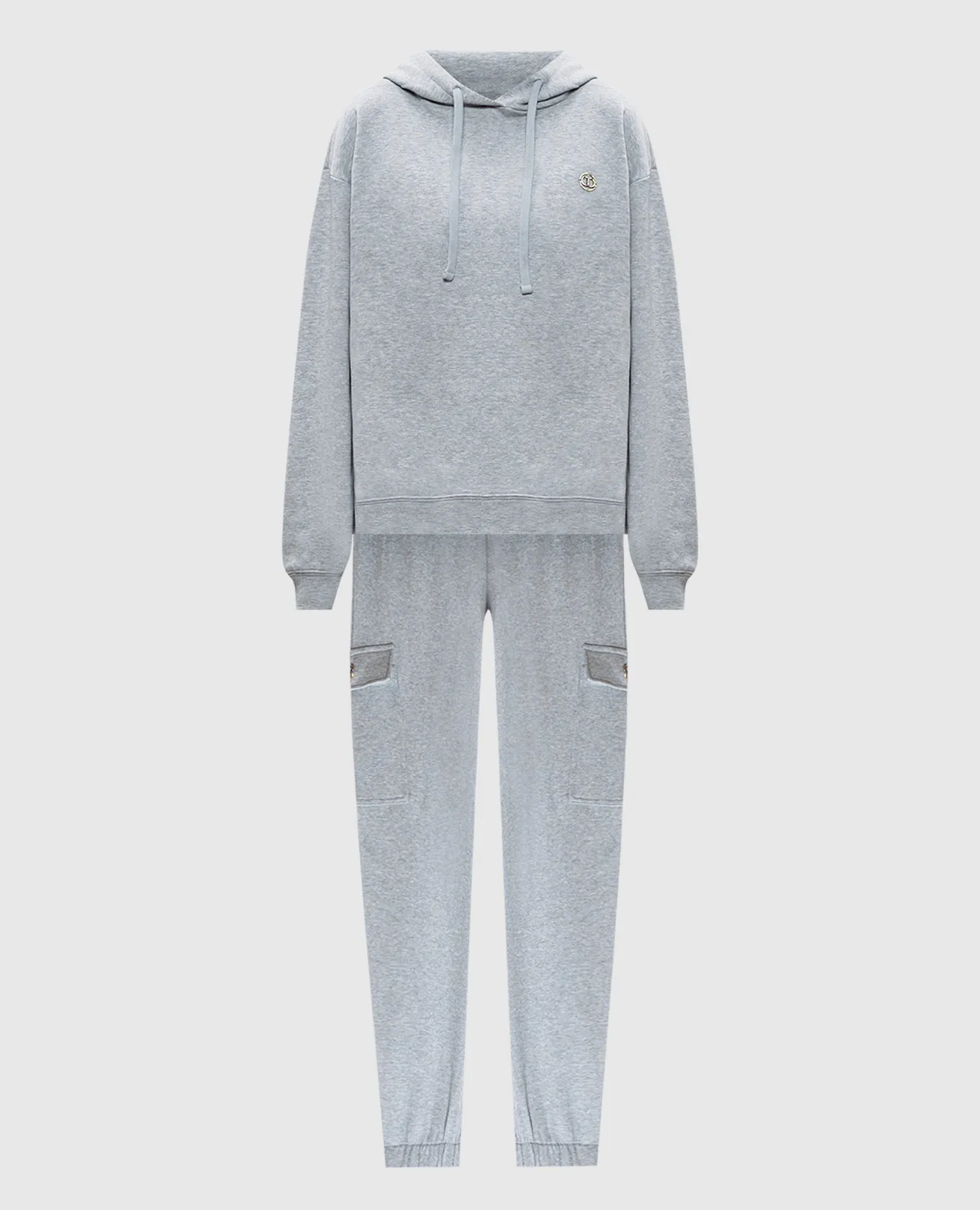 Twinset Gray tracksuit with Oval T logo and crystals