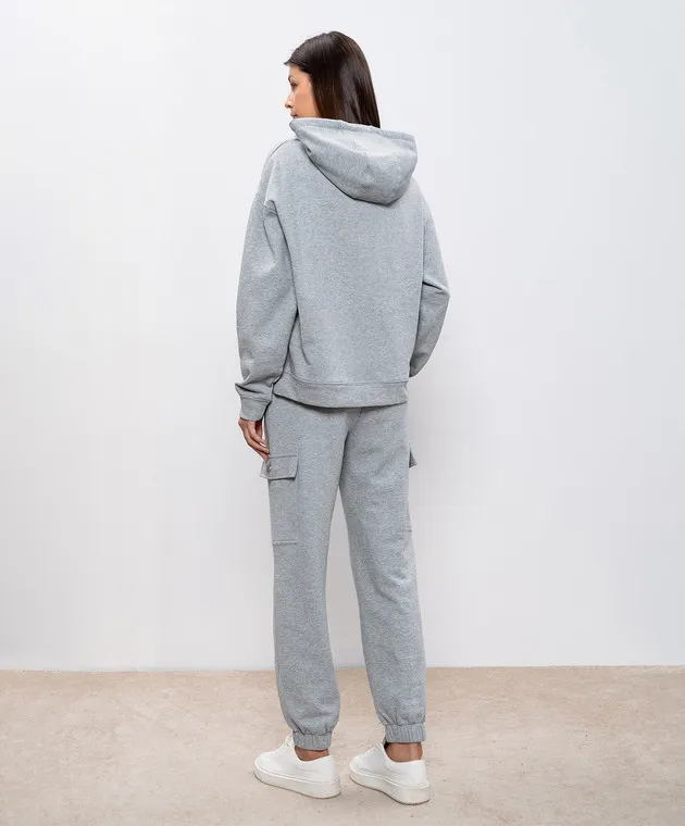 Twinset Gray tracksuit with Oval T logo and crystals