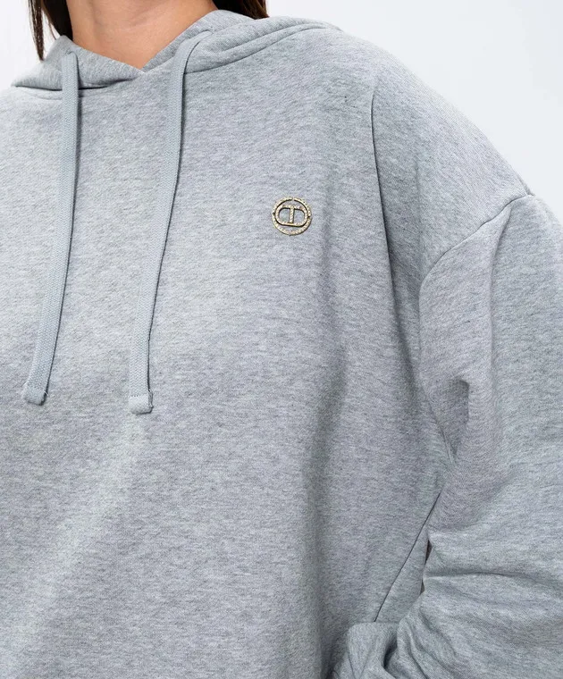 Twinset Gray tracksuit with Oval T logo and crystals