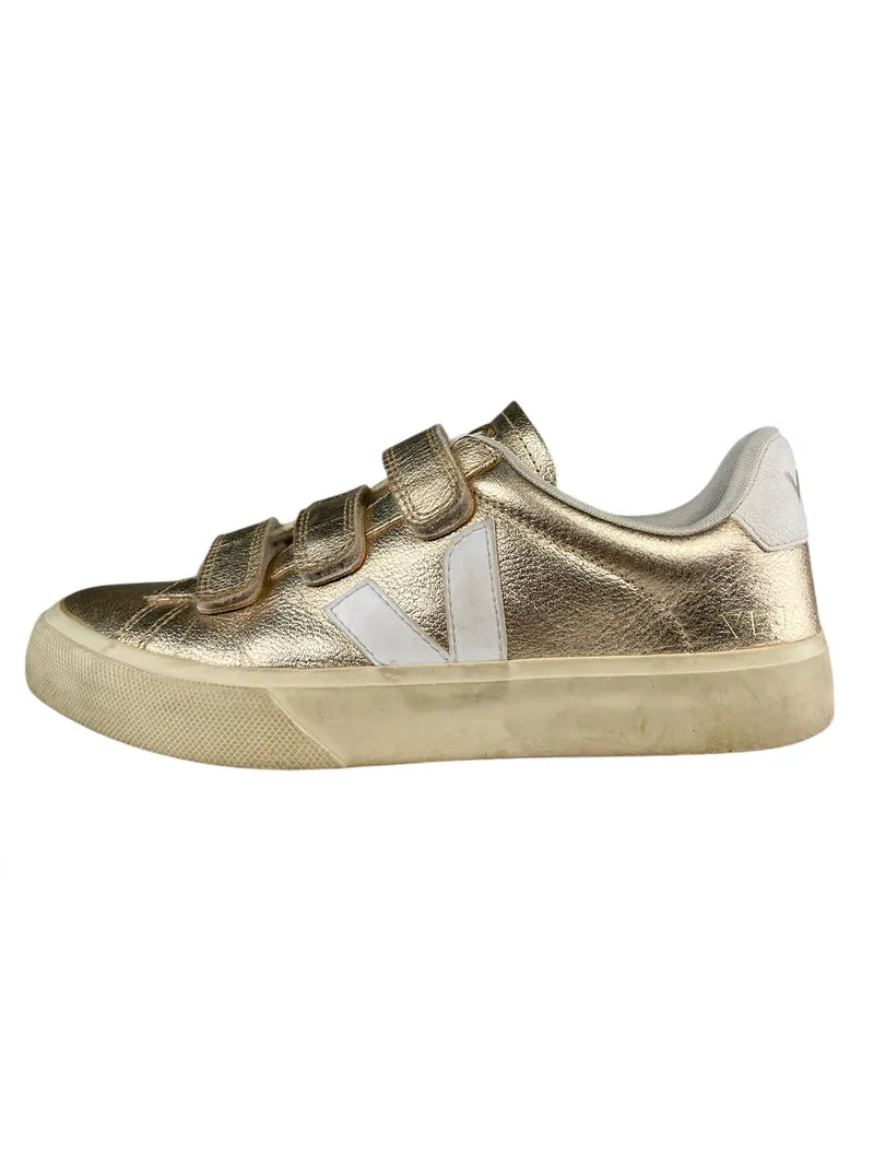 VEJA Zapatillas Cuero Dorado