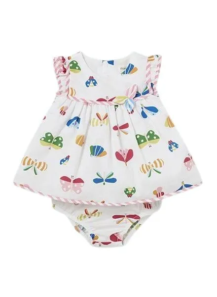 Vestido Mayoral Estampado Saten Blanco Para Bebé