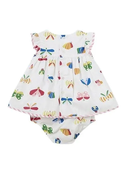 Vestido Mayoral Estampado Saten Blanco Para Bebé