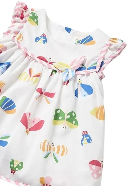 Vestido Mayoral Estampado Saten Blanco Para Bebé