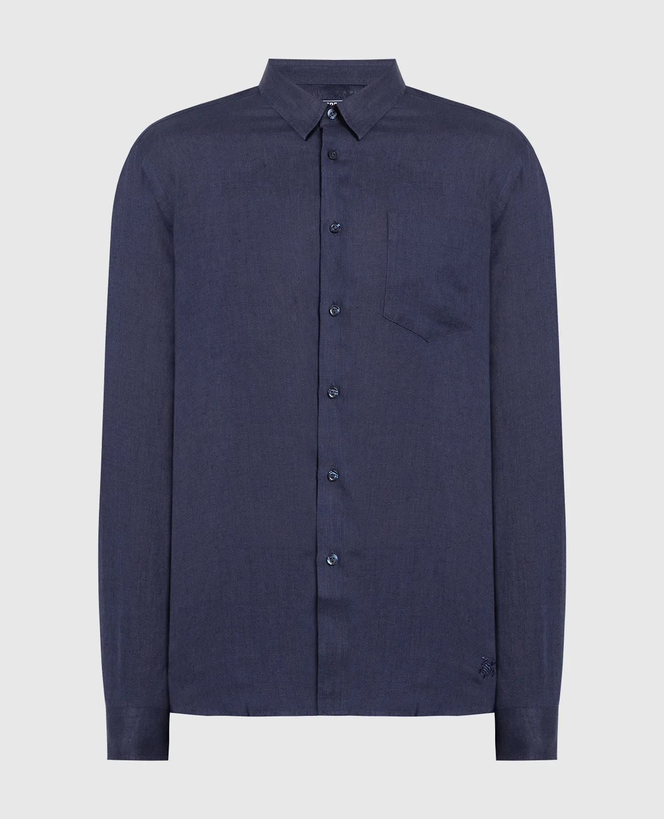 Vilebrequin Caroubis blue linen shirt with logo embroidery