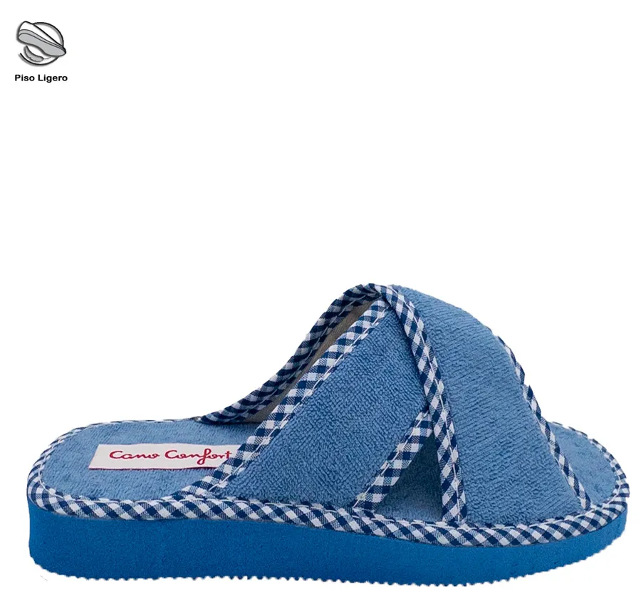 ZAPATILLA DE CASA CANO CONFORT 290 CÓMODA FRESCA LIGERA ABIERTA PALA CRUZADA PARA MUJER RIZO AGUAMAR 26148
