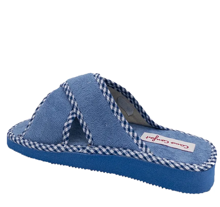 ZAPATILLA DE CASA CANO CONFORT 290 CÓMODA FRESCA LIGERA ABIERTA PALA CRUZADA PARA MUJER RIZO AGUAMAR 26148