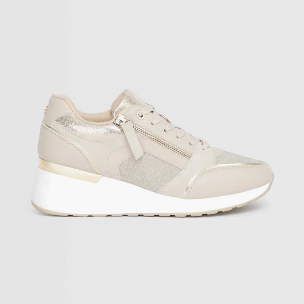 Zapatillas Urbanas Para Mujer Malabar Taco Beige