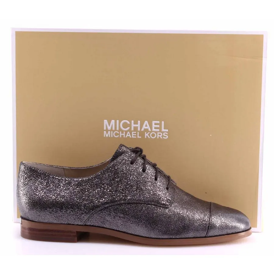 Zapatos Mujer MICHAEL KORS Pierce Lace Up Gunmetal Sparkle Metallic New Nuevo