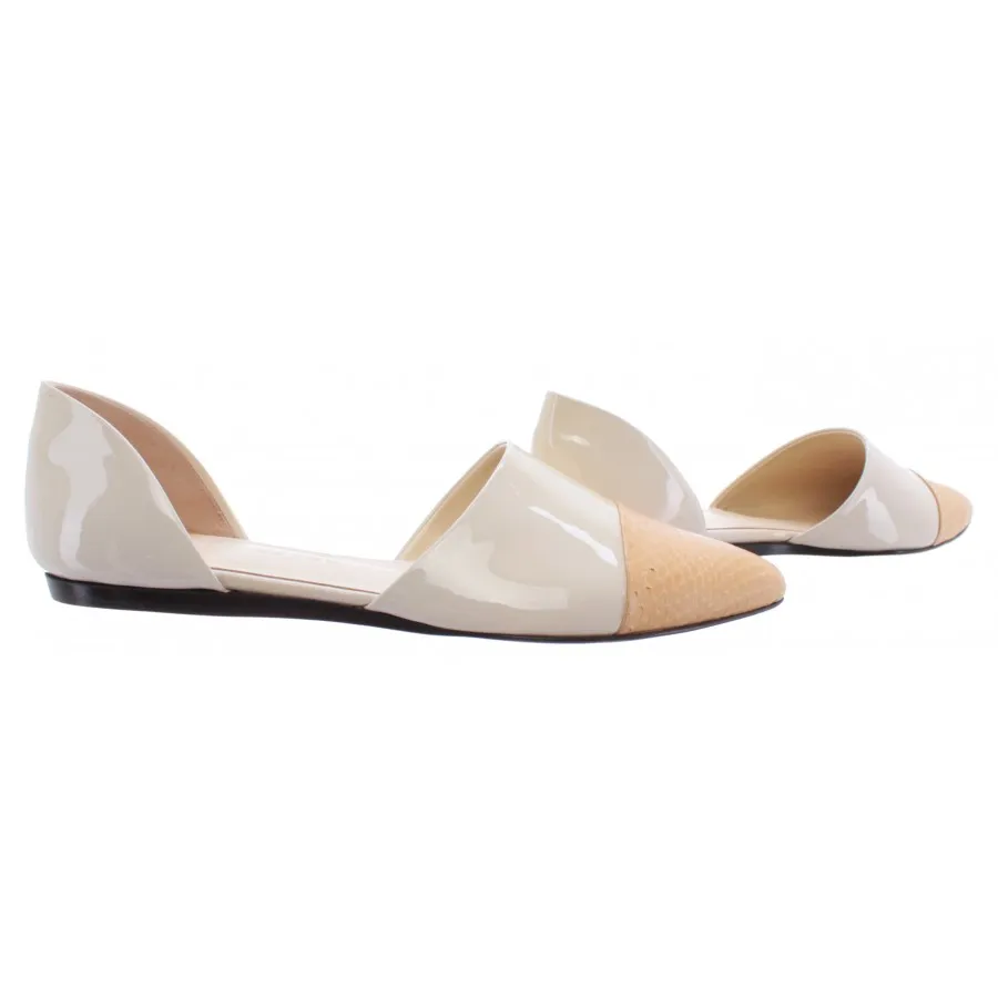 Zapatos Mujeres Bailarina Sandalias JENNI KAYNE Cuero Blanco Serpiente Lujo New