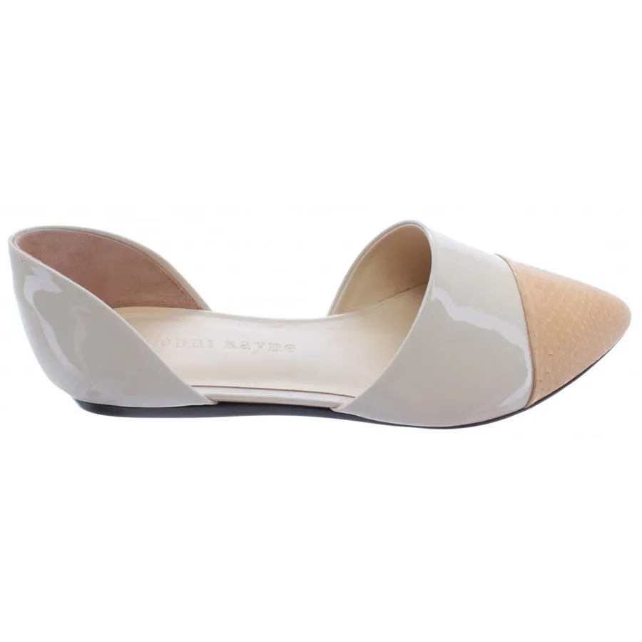 Zapatos Mujeres Bailarina Sandalias JENNI KAYNE Cuero Blanco Serpiente Lujo New