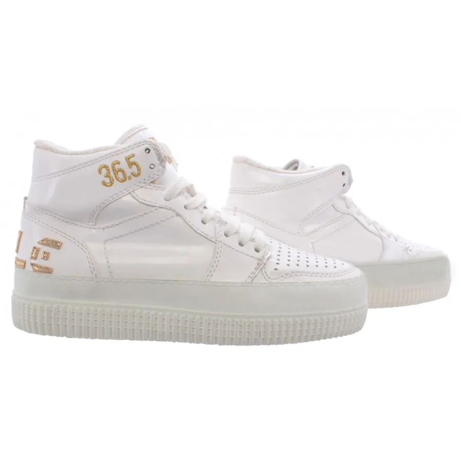 Zapatos Mujeres Sneakers Alto CYCLE 371246 VL2 Vern Bianca Lux Oro Cuero Blanco