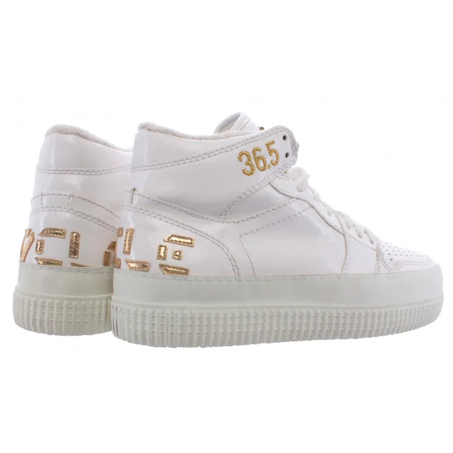 Zapatos Mujeres Sneakers Alto CYCLE 371246 VL2 Vern Bianca Lux Oro Cuero Blanco