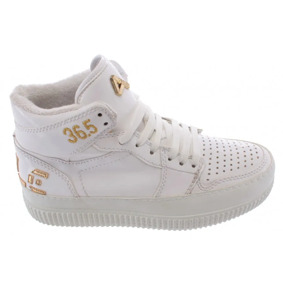 Zapatos Mujeres Sneakers Alto CYCLE 371246 VL2 Vern Bianca Lux Oro Cuero Blanco