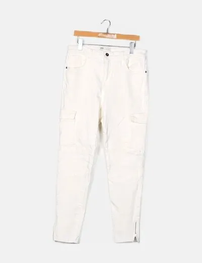 Zara Jeans denim blanco cargo