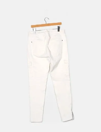 Zara Jeans denim blanco cargo